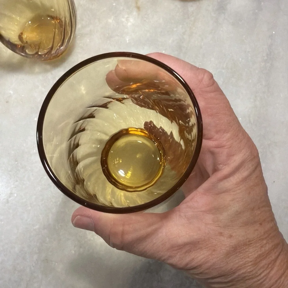 Set Of 8 Vintage Golden Swirl Anchor Hocking Water/tea Glasses OLA009